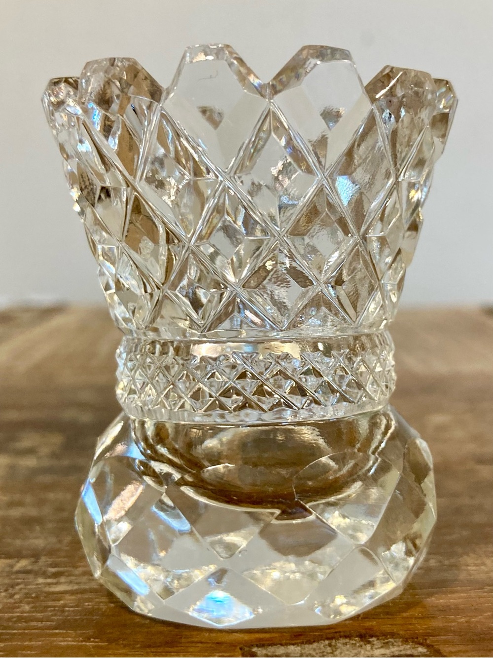 Vintage Glass Toothpick Holder Diamond Pattern - Picture 5 of 10